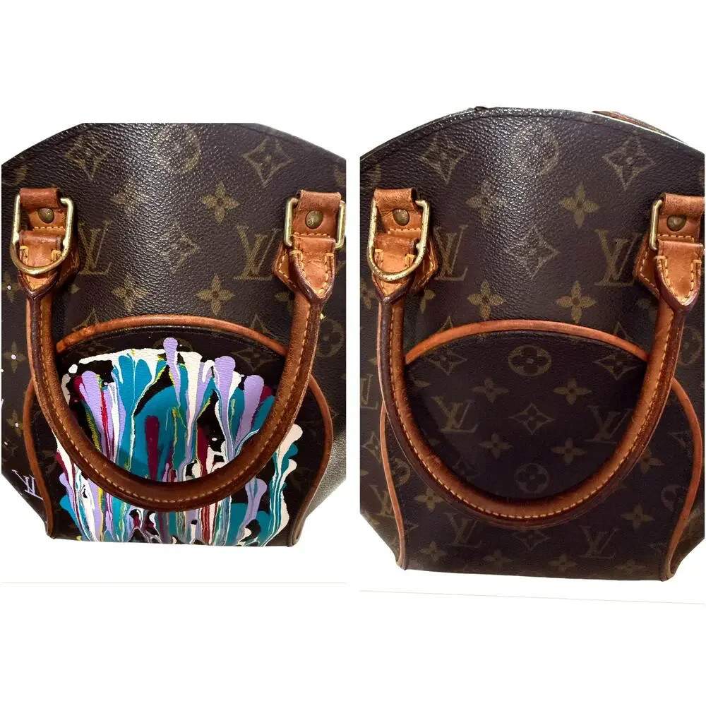 Louis Vuitton Ellipse MM Monogram Custom Hand-Painted Art Bag Vintage 1998